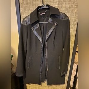 Black jacket with faux leather trim